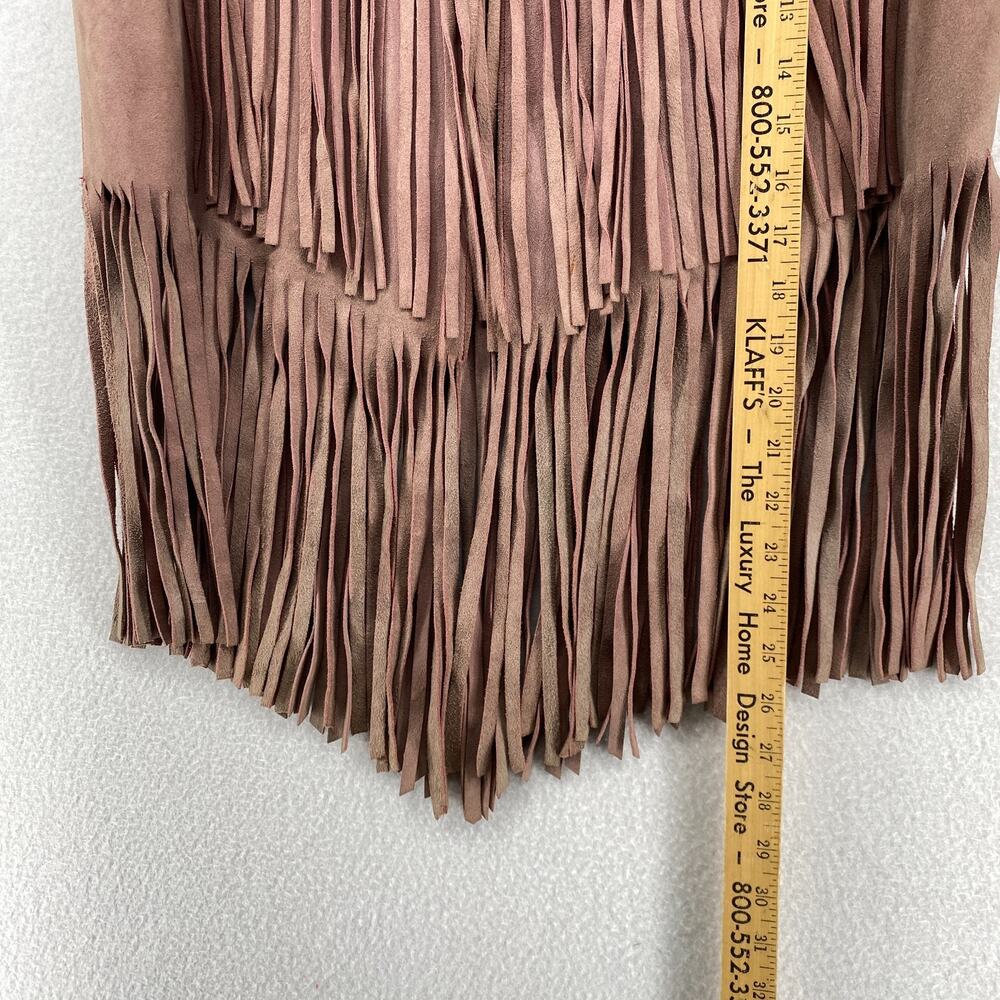 Vtg IBEX Vest Womens M Elegance Leather Western Waistcoat Fringed Pink England - Picture 12 of 13
